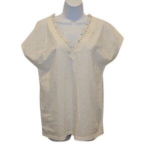 Doe & Rae V-neck Top Short Sleeve Size See Measurements New Lace Embroidered
